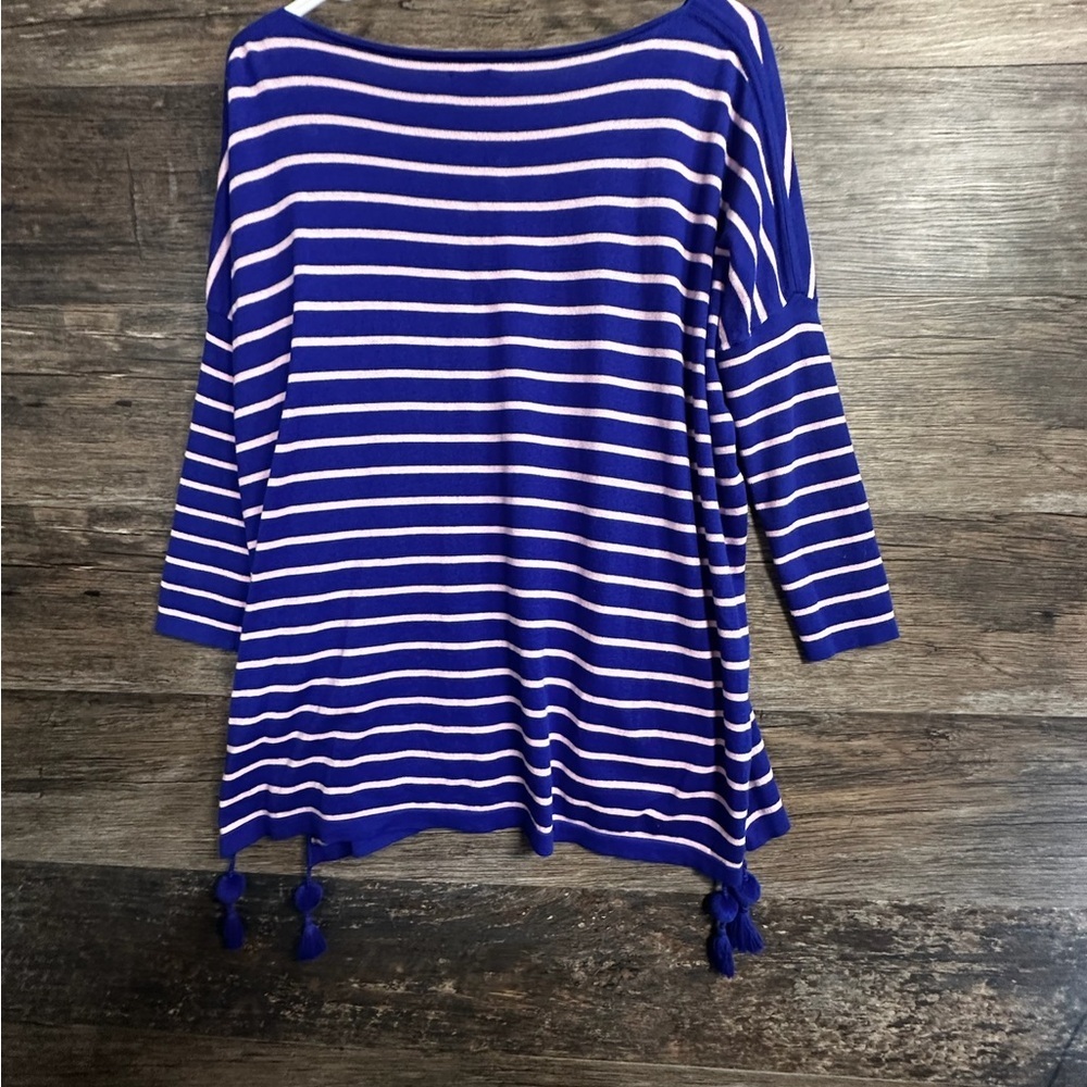 Lilly Pulitzer Blue Striped Tunic Blouse Womens Size XS